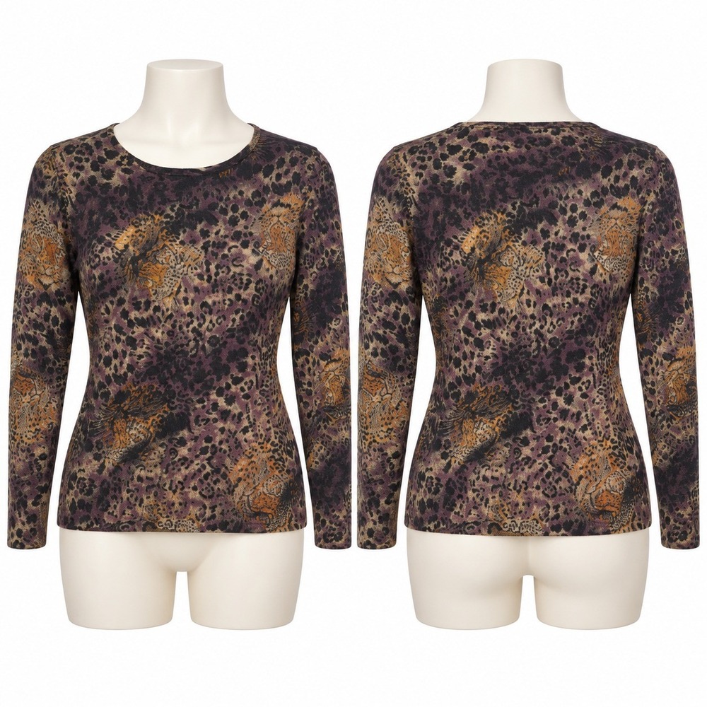 Nygard Sweater Leopard Animal Print Pullover Vintage  Women's Size XL Earth Tone
